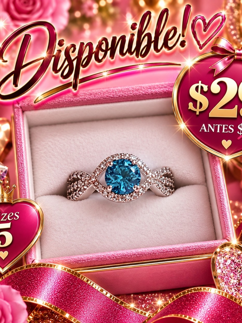 Blue Gemstone Twist Halo Ring - Women Jewelry